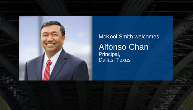 McKool Smith Welcomes Patent Pro and University IP Specialist Alfonso Chan